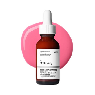 The Ordinary Soothing & Barrier Support Serum with product drop in the background