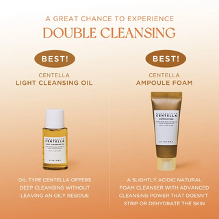 SKIN1004 centella light cleansing oil and ampoule foam bottles