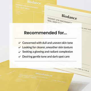 BIODANCE Radiant Vita Niacinamide Real Deep Mask 'recommended for' list