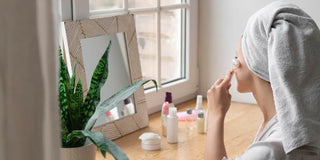 woman using skincare