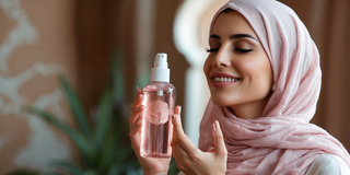 woman with a toner bottle