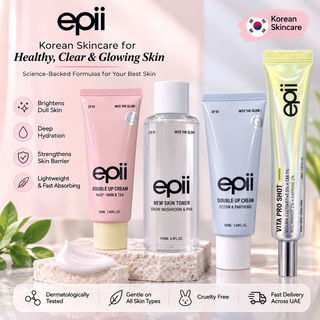 epii Korean skincare collection with Double Up Cream, New Skin Toner and Pro Shot treatments in Dubai UAE