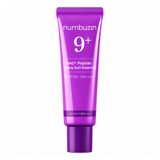 numbuzin No.9 NAD+ Peptides Dewy Sun Essence SPF50+ PA++++ 50ml Korean sunscreen with nine peptides, Collagen, Niacinamide and Centella for hydrated, firm and glowing skin in UAE.