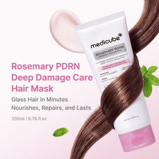 Medicube Rosemary PDRN Damage Care Hair Mask 200ml with PDRN, Rosemary and 31 amino acids and proteins for damaged, frizzy, brittle hair, breakage and split-end care in UAE.