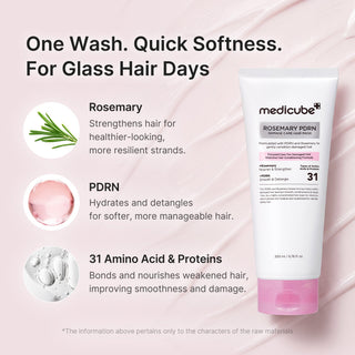 Medicube Rosemary PDRN Damage Care Hair Mask 200ml with PDRN, Rosemary and 31 amino acids and proteins for damaged, frizzy, brittle hair, breakage and split-end care in UAE.
