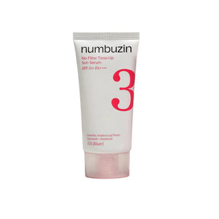 Numbuzin No.3 No Filter Tone-Up Sun Serum 01 Blur SPF50+ PA++++ 50ml beige Korean sunscreen for pore blurring, semi-matte tone-up and daily UV protection in UAE.