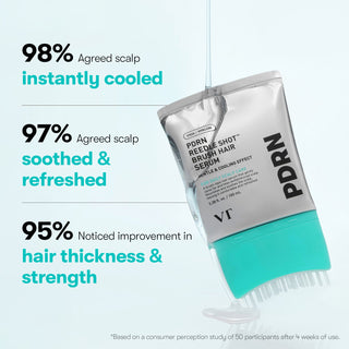VT PDRN Reedle Shot Brush Hair Serum 100ml with PDRN, Caffeine, CICA REEDLE and built-in scalp brush for cooling, exfoliating and volumizing scalp care in UAE.