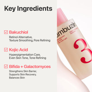 Numbuzin No.3 Bifida Bakuchiol Zero Pore Milky Toner Light 200ml with Bifida, Galactomyces, Bakuchiol and Kojic Acid for pore refining, hydration and sensitive skin care in UAE.