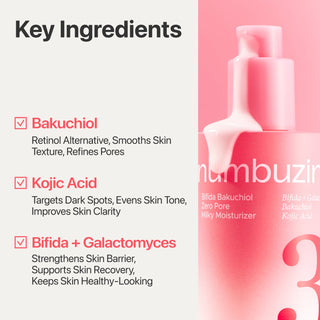 Numbuzin No.3 Bifida Bakuchiol Zero Pore Milky Moisturizer 150ml with Bifida, Galactomyces, Bakuchiol and Kojic Acid for pore care, hydration and smoother-looking skin in UAE.