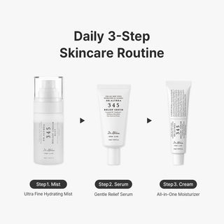 Dr. Althea 345 Relief Travel Set with Cream Mist 60ml, Relief Serum 15ml and Relief Cream 15ml for soothing hydration, PDRN and skin barrier care in UAE.