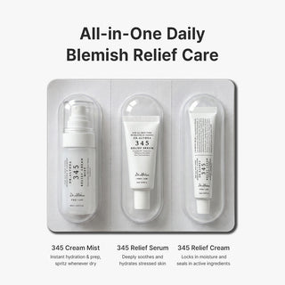 Dr. Althea 345 Relief Travel Set with Cream Mist 60ml, Relief Serum 15ml and Relief Cream 15ml for soothing hydration, PDRN and skin barrier care in UAE.
