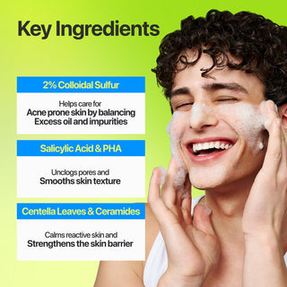 Numbuzin No.0 Zero Blemish Clarifying 2% Sulfur Cleansing Foam 150ml with Salicylic Acid, PHA and Centella for oily, blemish-prone skin and clogged pores in UAE.