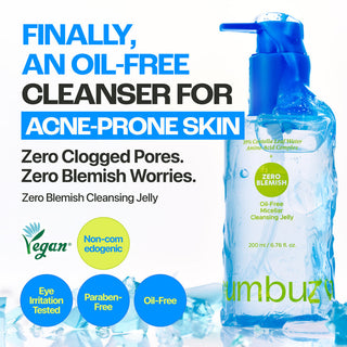 Numbuzin Zero Blemish Oil-Free Micellar Cleansing Jelly 200ml with 39% Centella Leaf Water, Amino Acid Complex and Ectoin for gentle makeup, sunscreen and blemish-prone skin cleansing in UAE.