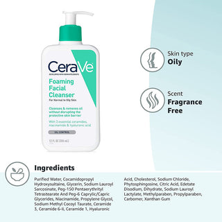 CeraVe Foaming Facial Cleanser, Normal to Oily Skin