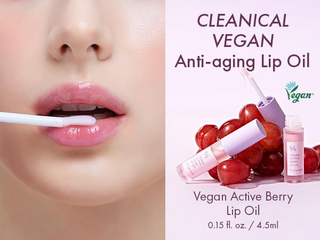 close-up of Dr.Ceuracle Vegan Active Berry Lip Oil applied onto lips