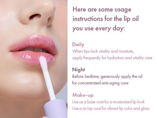 close-up of woman lips applying Dr.Ceuracle Vegan Active Berry Lip Oil 