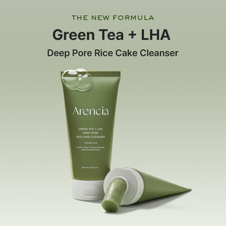 tube of Arencia Green Tea + LHA Deep Pore Rice Cake Cleanser 150mL 