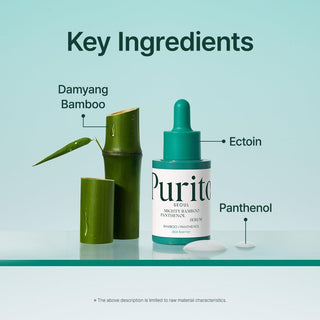 PURITO SEOUL Mighty Bamboo Panthenol Serum 30ml with 13% Panthenol, Damyang Bamboo Extract and Ectoin for moisture barrier repair, dry sensitive skin and deep hydration in UAE.