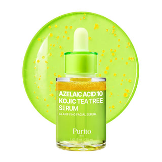 PURITO SEOUL Azelaic Acid 10 Kojic Tea Tree Serum 30ml clarifying Korean facial serum with 10% Azelaic Acid, Tea Tree Water, Kojic Acid and Niacinamide for blemishes, marks and uneven tone in UAE.