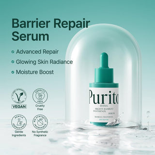 PURITO SEOUL Mighty Bamboo Panthenol Serum 30ml with 13% Panthenol, Damyang Bamboo Extract and Ectoin for moisture barrier repair, dry sensitive skin and deep hydration in UAE.