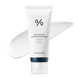 Dr.Ceuracle Pro Balance Biotics Moisturizer bottle with product swatch