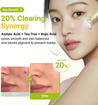 PURITO SEOUL Azelaic Acid 10 Kojic Tea Tree Serum 30ml clarifying Korean facial serum with 10% Azelaic Acid, Tea Tree Water, Kojic Acid and Niacinamide for blemishes, marks and uneven tone in UAE.
