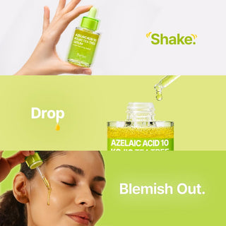 PURITO SEOUL Azelaic Acid 10 Kojic Tea Tree Serum 30ml clarifying Korean facial serum with 10% Azelaic Acid, Tea Tree Water, Kojic Acid and Niacinamide for blemishes, marks and uneven tone in UAE.