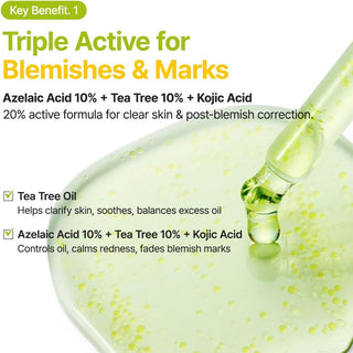 PURITO SEOUL Azelaic Acid 10 Kojic Tea Tree Serum 30ml clarifying Korean facial serum with 10% Azelaic Acid, Tea Tree Water, Kojic Acid and Niacinamide for blemishes, marks and uneven tone in UAE.