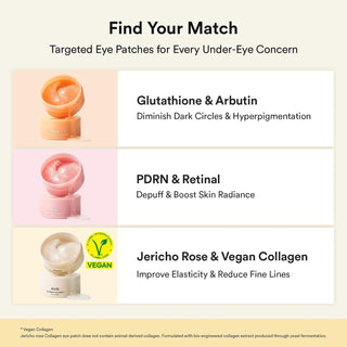 Abib Vegan Collagen Eye Patch Jericho Rose Jelly 60pcs Korean hydrogel eye patches with vegan collagen, peptides, caffeine, hyaluronic acid and ceramide for fine lines, puffiness and firm under-eyes in UAE.