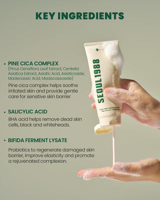 K-SECRET Cleansing Foam, Seoul 1988, Pine Cica 1%, Probiotics, 150ml