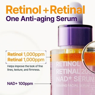 PURITO SEOUL Retinol Retinal 2000 NAD+ Serum 30ml Korean firming facial serum with 1,000 ppm Retinol, 1,000 ppm Retinal and NAD+ for fine lines, rough texture and firmer-looking skin in UAE.