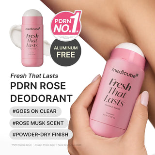 Medicube Fresh That Lasts Coconut & Rose Deodorant 83g with PDRN, Glutathione and Niacinamide for 24-hour odor control and underarm tone care in UAE.