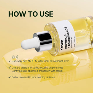 Orien Propolis and Niacinamide Glow Serum 30ml Korean brightening face serum for hydration, uneven tone care and radiant glass skin in UAE.