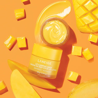 LANEIGE Lip Sleeping Mask Mango 20g Korean overnight lip treatment with Berry Fruit Complex, Coconut Oil, Shea Butter and Murumuru Butter for dry, chapped and hydrated lips in UAE.