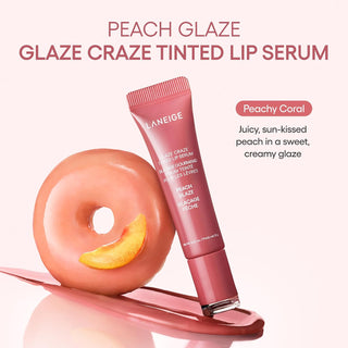 LANEIGE Glaze Craze Tinted Lip Serum Peach Glaze 12g peachy-coral Korean lip treatment with buildable colour, plumping hydration and a high-shine glazed finish available in UAE.