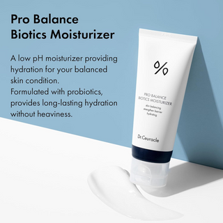 Dr.Ceuracle Pro Balance Biotics Moisturizer bottle with blue background