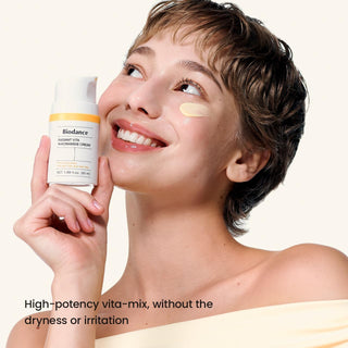 Biodance Radiant Vita Niacinamide Cream 50ml with 5% Niacinamide, 55% Pineapple Water and Glutathione for dark spots, uneven skin tone, hydration and radiant-looking skin in UAE.