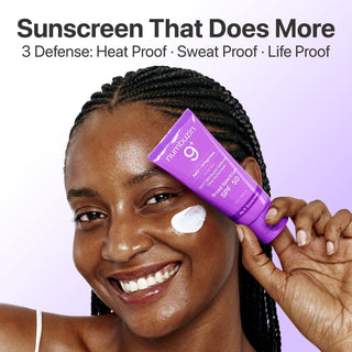 numbuzin No.9 NAD+ Peptides Dewy Sun Essence SPF50+ PA++++ 50ml Korean sunscreen with nine peptides, Collagen, Niacinamide and Centella for hydrated, firm and glowing skin in UAE.