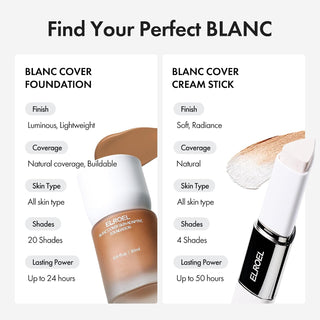 ELROEL Blanc Cover Cream Stick Foundation 13g color-changing Korean stick foundation with buildable coverage, built-in blending brush and radiant finish available in UAE.