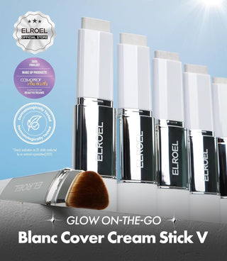 ELROEL Blanc Cover Cream Stick Foundation 13g color-changing Korean stick foundation with buildable coverage, built-in blending brush and radiant finish available in UAE.