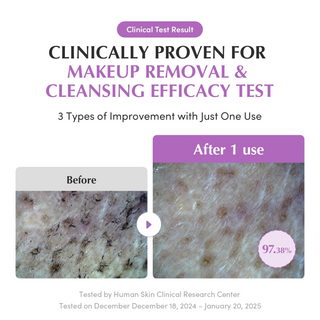 before and after comparision of makeup removal and cleansing efficacy test