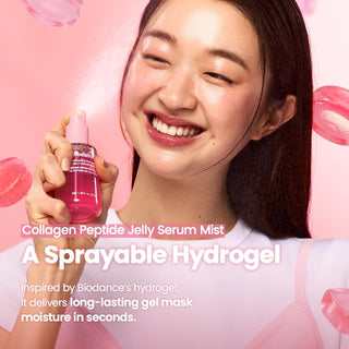 Biodance Collagen Peptide Jelly Serum Mist 50ml with 77% 243Da Collagen Water and 10 Peptides for hydrating, plumping and dewy glass skin in UAE.