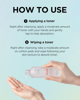 person dripping TOCOBO AHA BHA Lemon Facial Toner 150 mL product on hand 