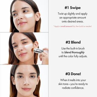 ELROEL Blanc Cover Cream Stick Foundation 13g color-changing Korean stick foundation with buildable coverage, built-in blending brush and radiant finish available in UAE.