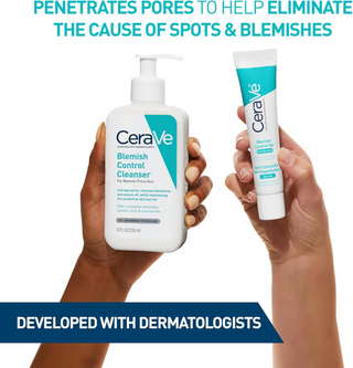 two hands holding CeraVe skincare products