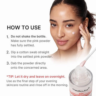 Medicube 3H Overnight Drying Lotion 20ml pink Calamine spot treatment with Salicylic Acid, Tea Tree and Centella for blemishes, excess oil and troubled skin in UAE.