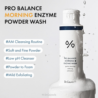 Dr.Ceuracle Pro Balance Enzyme Face Wash bottle with water droplets and foam