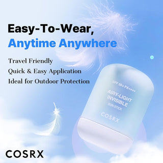 COSRX Airy-Light Invisible Sun Stick SPF50+ PA++++ 19g Korean sunscreen stick with Niacinamide and Zinc PCA for invisible UV protection, oil control, sweat resistance, and no white cast available in UAE.