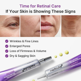 Medicube Vita A Retinal Volume Booster Serum 15ml with 0.15% Retinal, 5% Volufiline, 4X Retinoid Complex and micro-spicules for wrinkles, pores, firmness and plumper-looking skin in UAE.