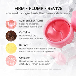 Medicube PDRN Pink Caffeine Collagen Eye Patch 60 hydrogel patches with Sodium DNA, Retinol and Hyaluronic Acid for dark circles, puffiness, fine lines and firm under-eyes in UAE.